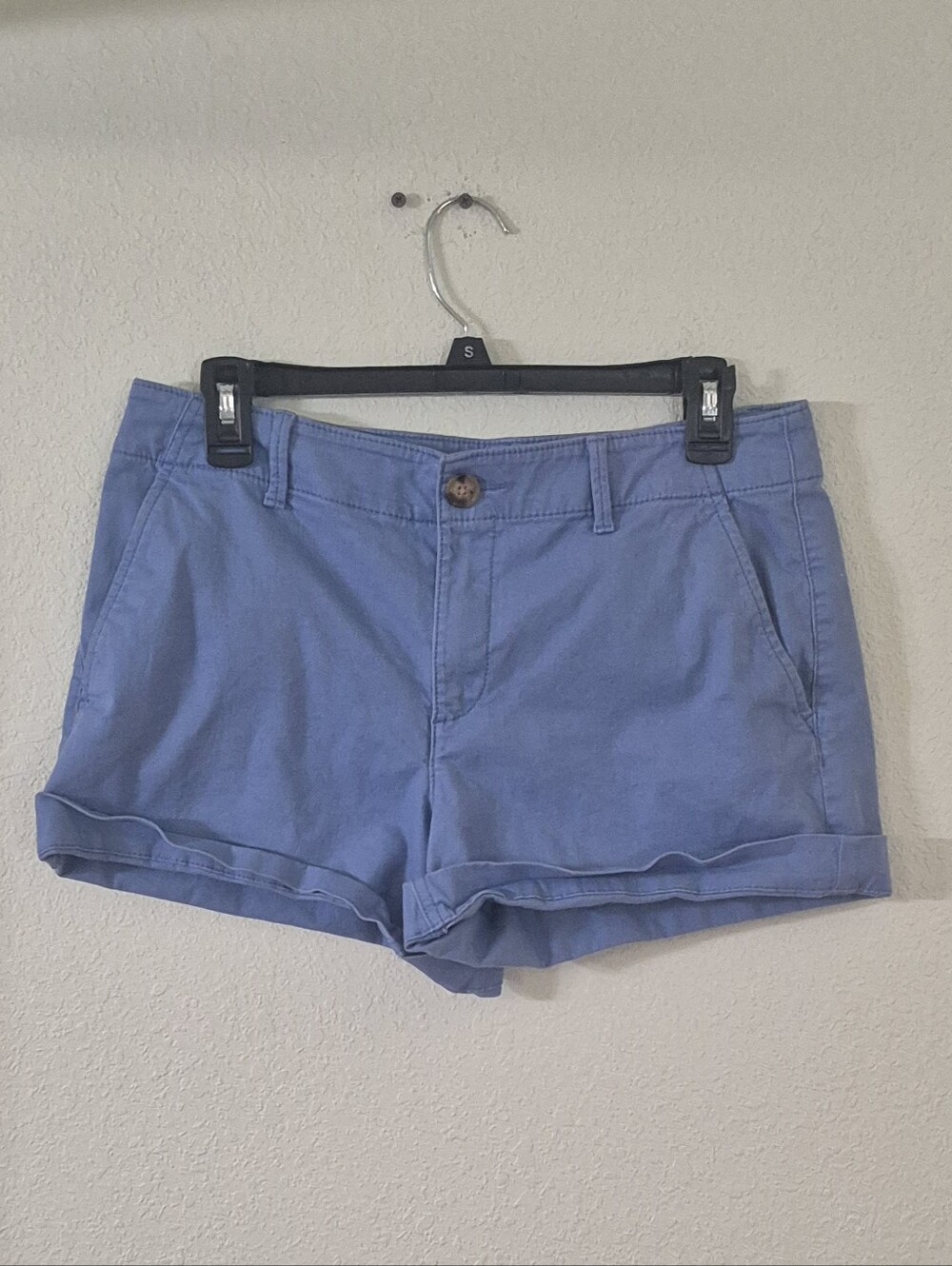 LOFT Light Blue Rolled-Hem Cotton Bermuda Shorts